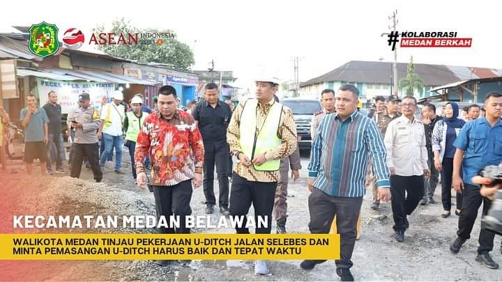 Walikota medan tinjau pekerjaan U-DITCH jalan selebes dan minta pemasangan U-DITCH harus baik dan tepat waktu